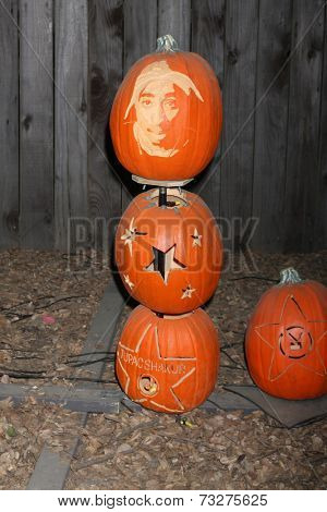 LOS ANGELES - OCT 4:  Tupac Shakur Carved Pumpkin at the RISE of the Jack O'Lanterns at Descanso Gardens on October 4, 2014 in La Canada Flintridge, CA