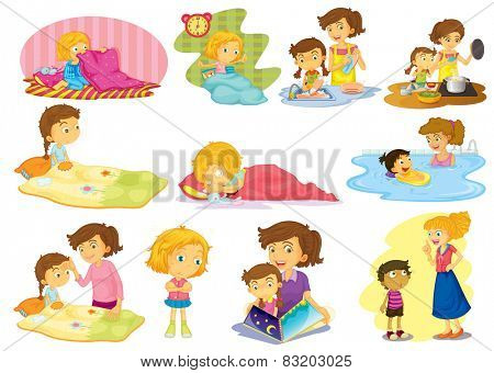 Illustration of children doing many activities