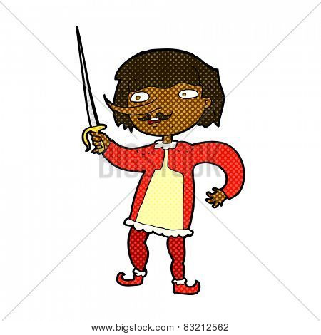 retro comic book style cartoon man with sword
