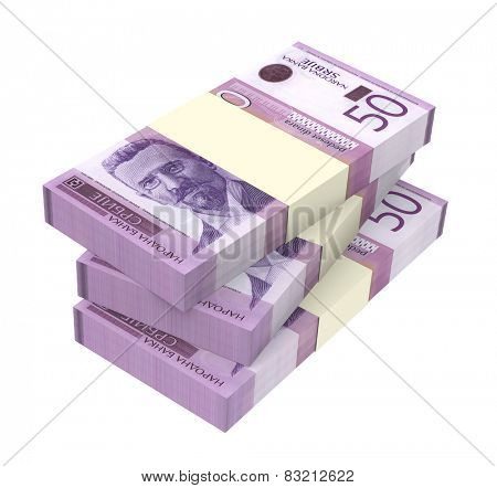Serbian dinar isolated on white background. Computer generated 3D photo rendering.