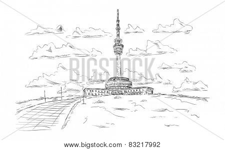 vector - TV transmitter on a mountain top by name Praded  at Czech republic at Europe