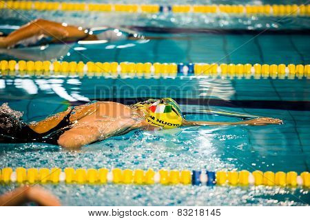 Milan - December  23: S. Negri  (italy)  Performing Freestyle  In  Swimming Meeting Brema Cup On Dec
