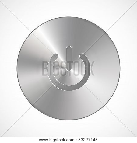 Metallic Power Button , isolated on a white background
