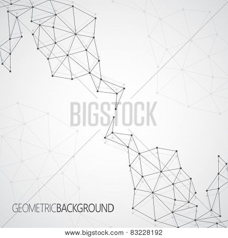 Geometric gray background Molecule and communication for your design and your text