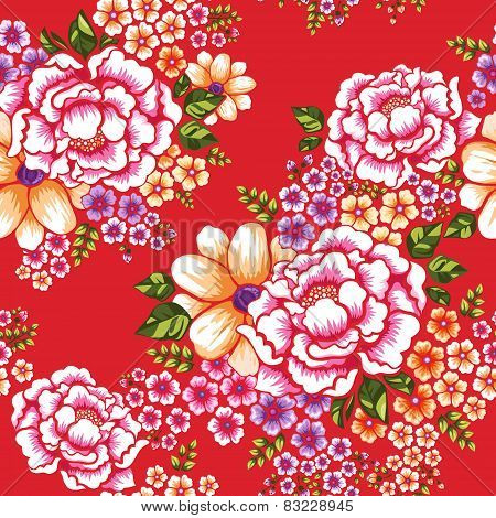 Taiwan Hakka Culture Floral Seamless Pattern