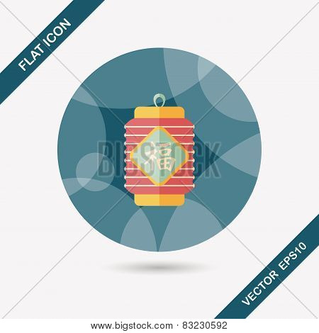 Chinese New Year Flat Icon With Long Shadow,eps10, Chinese Festival Couplets With Lantern Means 