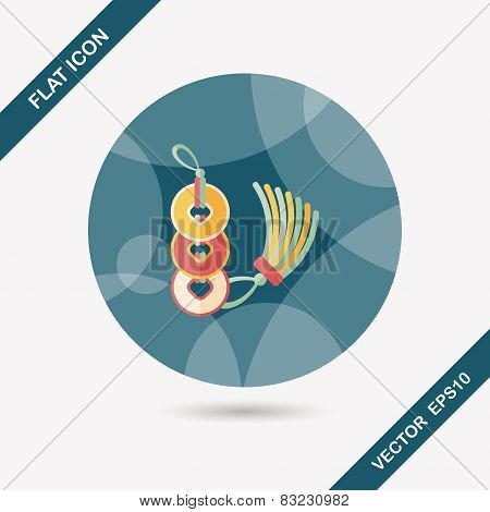 Chinese New Year Flat Icon With Long Shadow,eps10, Ancient Coins Lucky Pendant Means 