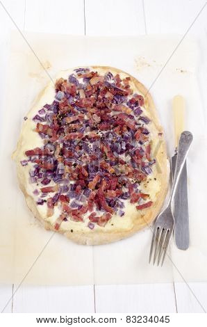 Tarte Flambee With Onion And Bacon