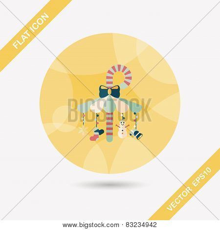 Decorative Candy Cane Flat Icon With Long Shadow Eps10