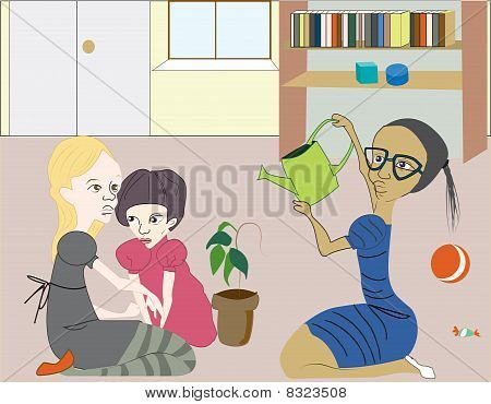 Mädchen spielt.