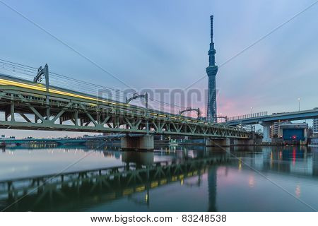 View Of Tokyo Skyline From Sumida River