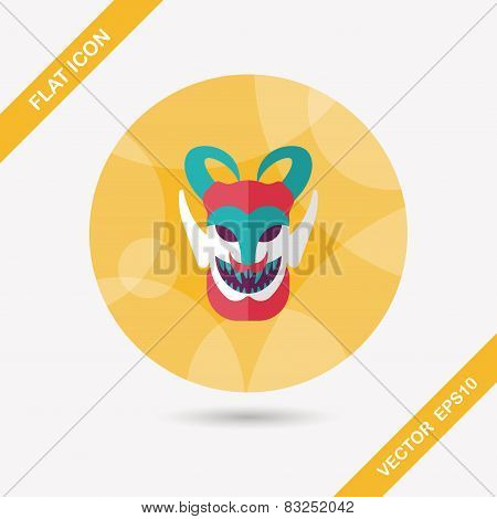 Halloween Devil Falt Icon With Long Shadow,eps10