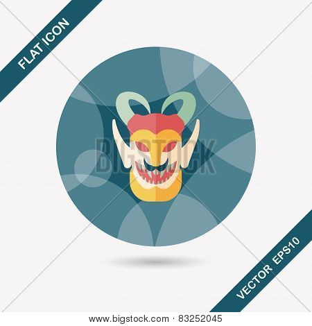 Halloween Devil Falt Icon With Long Shadow,eps10