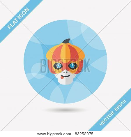Pumpkin Monster Flat Icon With Long Shadow,eps10
