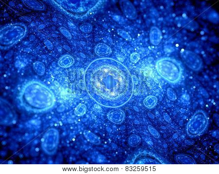 Blue Glowing Cells Fractal