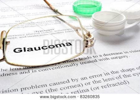 Paper with word glaucoma