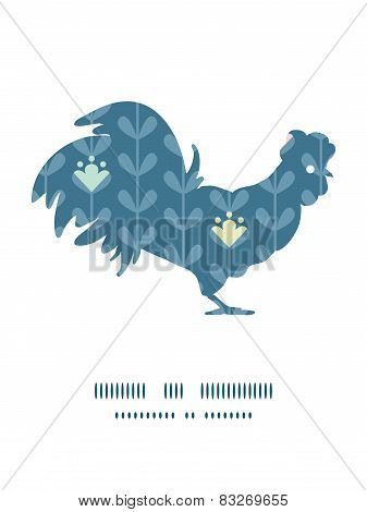 Vector blloming vines stripes rooster silhouette Easter frame