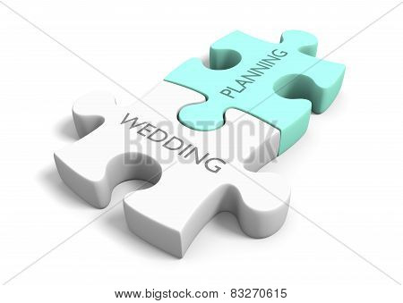 Wedding day planning and preparation puzzle concept