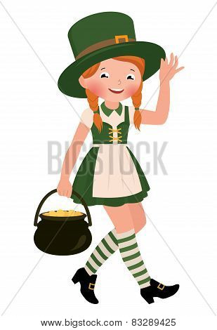 Girl Dressed As Saint Patrick Day