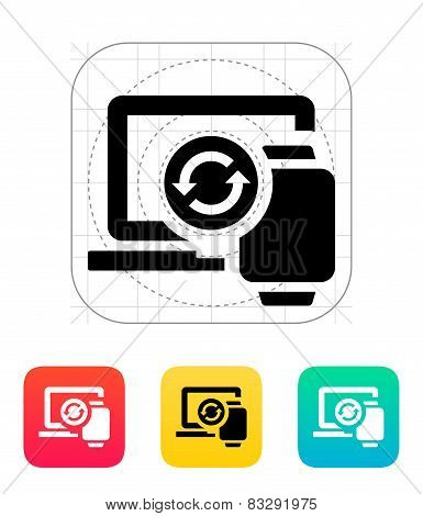 Smart watch synchronization with PC icon.