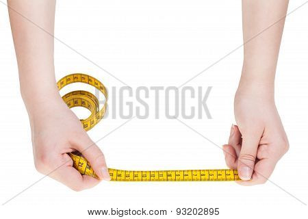 Female Hands With Sartorial Measuring Tape