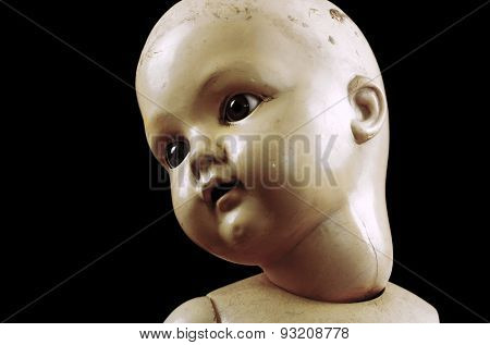 Creepy doll face. Clipping path included.