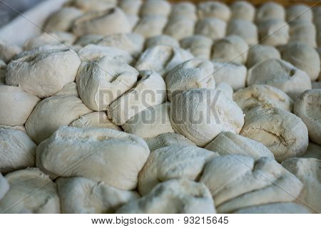 Raw Bread Roll Dough On A Tray