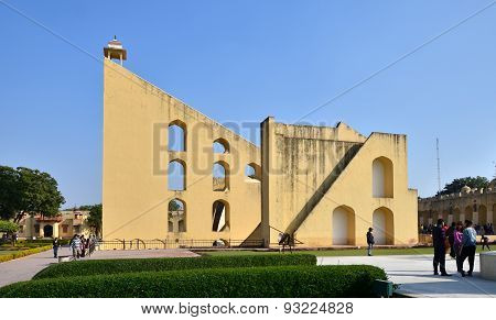 Jaipur, India - December 29, 2014: Tourist Visit Jantar Mantar Observatory In Jaipur.