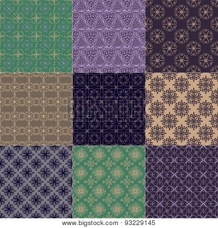 Set Of Nine Seamless Patterns