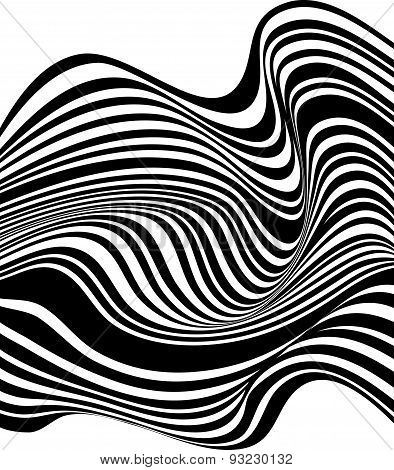 Black And White Mobious Wave Stripe Optical Design