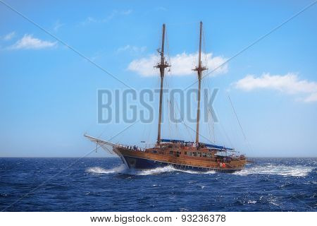 Sailboat Sailing In The Mediterranean Sea