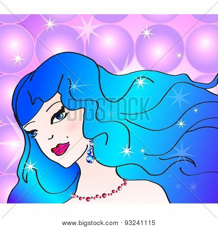 Pop art illustration of nice girl at the disco