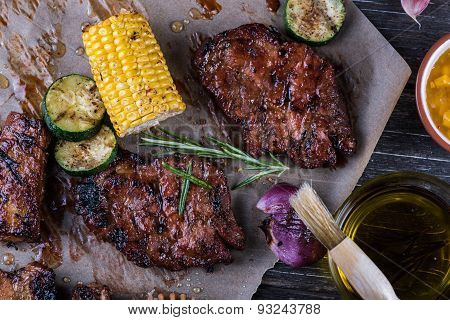 Grilled Pork In Sticky Chinese Glaze With Maple Sirup