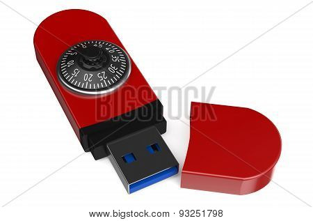 Red Flash Drive With A Combination Lock