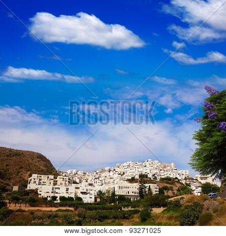 Mojacar in Almeria village skyline in Mediterranean Spain