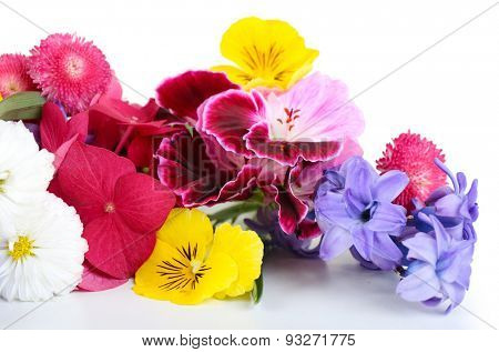 Beautiful bouquet of bright flowers close up