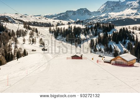 Sunny Ski Slope At Ski Resort