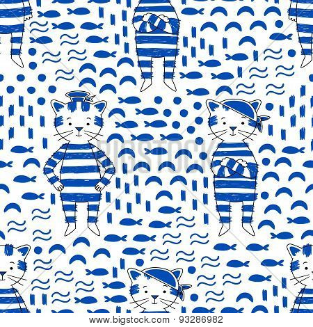 Cat Vector Seamless Pattern