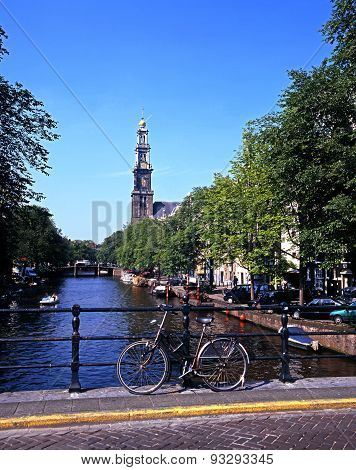 Canal and Westerkerk, Amsterdam.