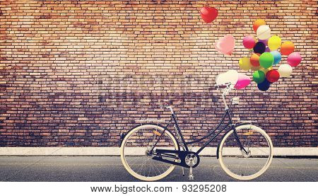 bicycle vintage with colorful balloon