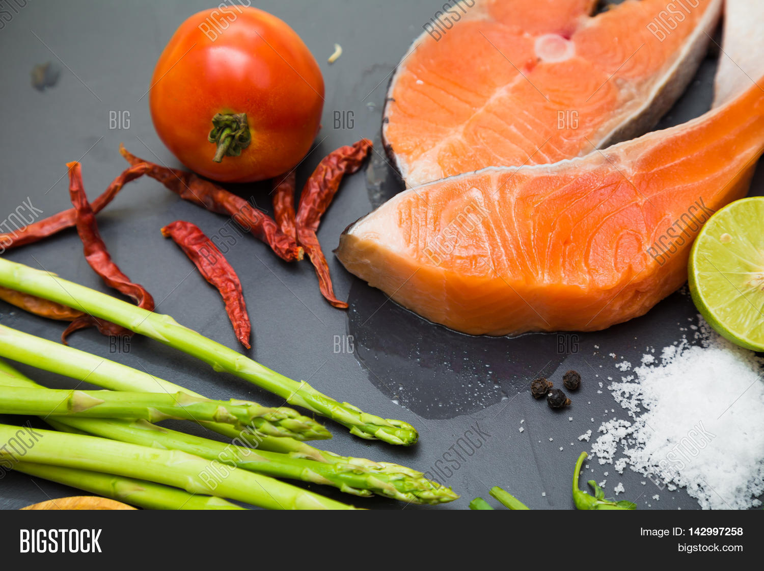Flat Lay Raw Salmon Image & Photo (Free Trial) | Bigstock