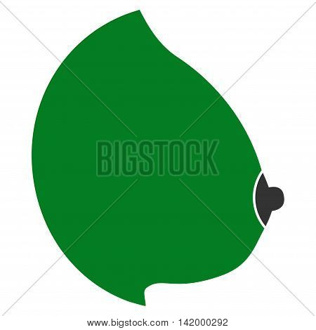 Female Tit vector icon. Style is bicolor flat symbol, green and gray colors, rounded angles, white background.