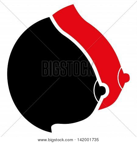Female Tits vector icon. Style is bicolor flat symbol, intensive red and black colors, rounded angles, white background.