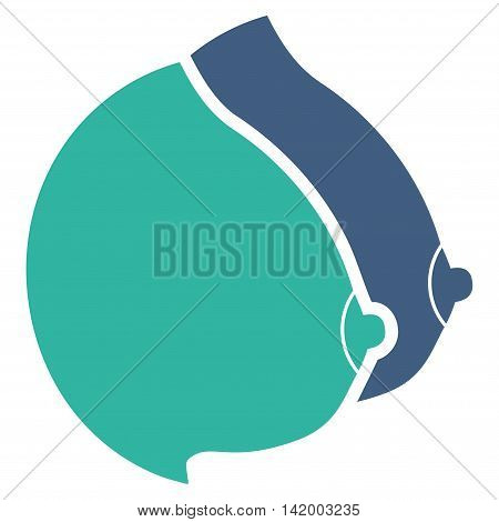 Female Tits vector icon. Style is bicolor flat symbol, cobalt and cyan colors, rounded angles, white background.