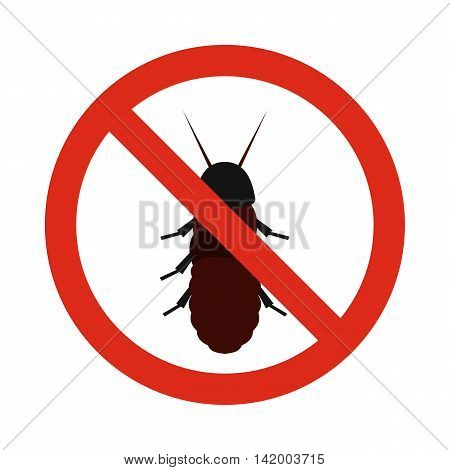 Prohibition sign coleoptera icon in flat style isolated on white background. Warning symbol