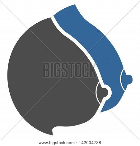 Female Tits vector icon. Style is bicolor flat symbol, cobalt and gray colors, rounded angles, white background.