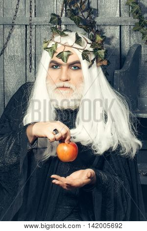 Zeus god or jupiter with enchanted apple in studio