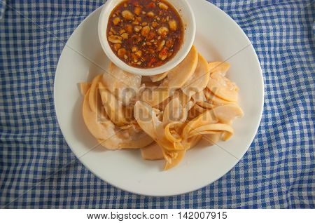 slice fresh Santol fruit, Thai style food