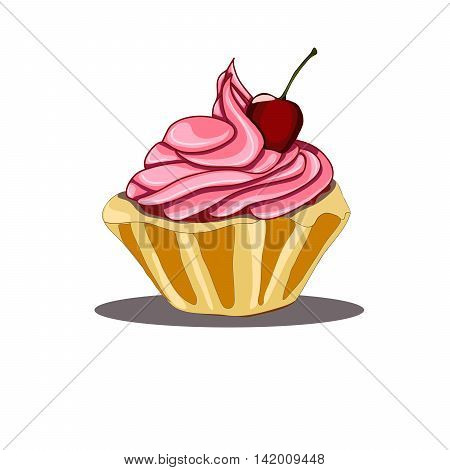 Cherry Cake, Sweet, Muffin, Cup Cake, Bakery, Tasty Food, Logo, Vector