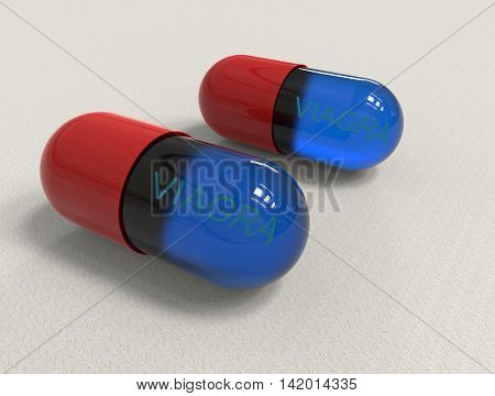 3D Render - Viagra Pill For Erectile Dysfunction Treatment